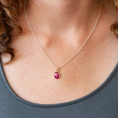 Ruby Sterling Silver and 14K Yellow Gold Theia Necklace