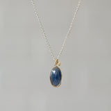Blue Sapphire Sterling Silver and 14K Yellow Gold Theia Necklace front angle