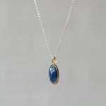 Blue Sapphire Sterling Silver and 14K Yellow Gold Theia Necklace side angle