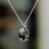 Tourmalinated Quartz Theia Necklace in Gold and Silver