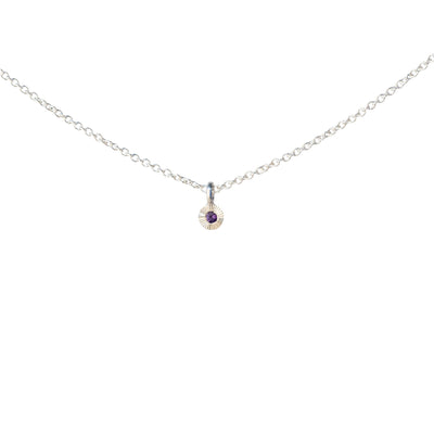 Purple Sapphire Rise Necklace in Sterling Silver on a white background