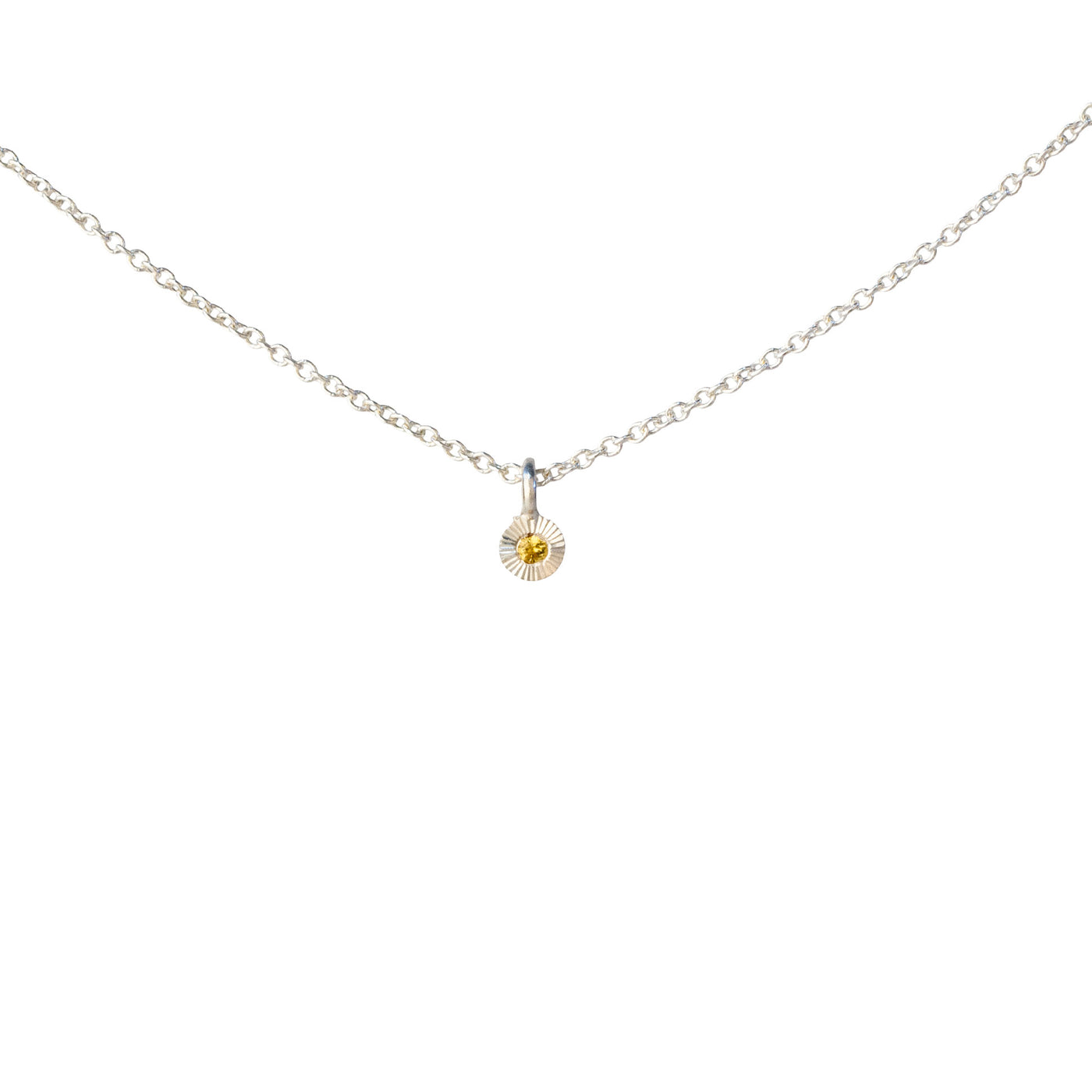 Yellow Sapphire Rise Necklace in Sterling Silver on a white background