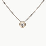 Diamond Small Aurora Birthstone Necklace in White Gold