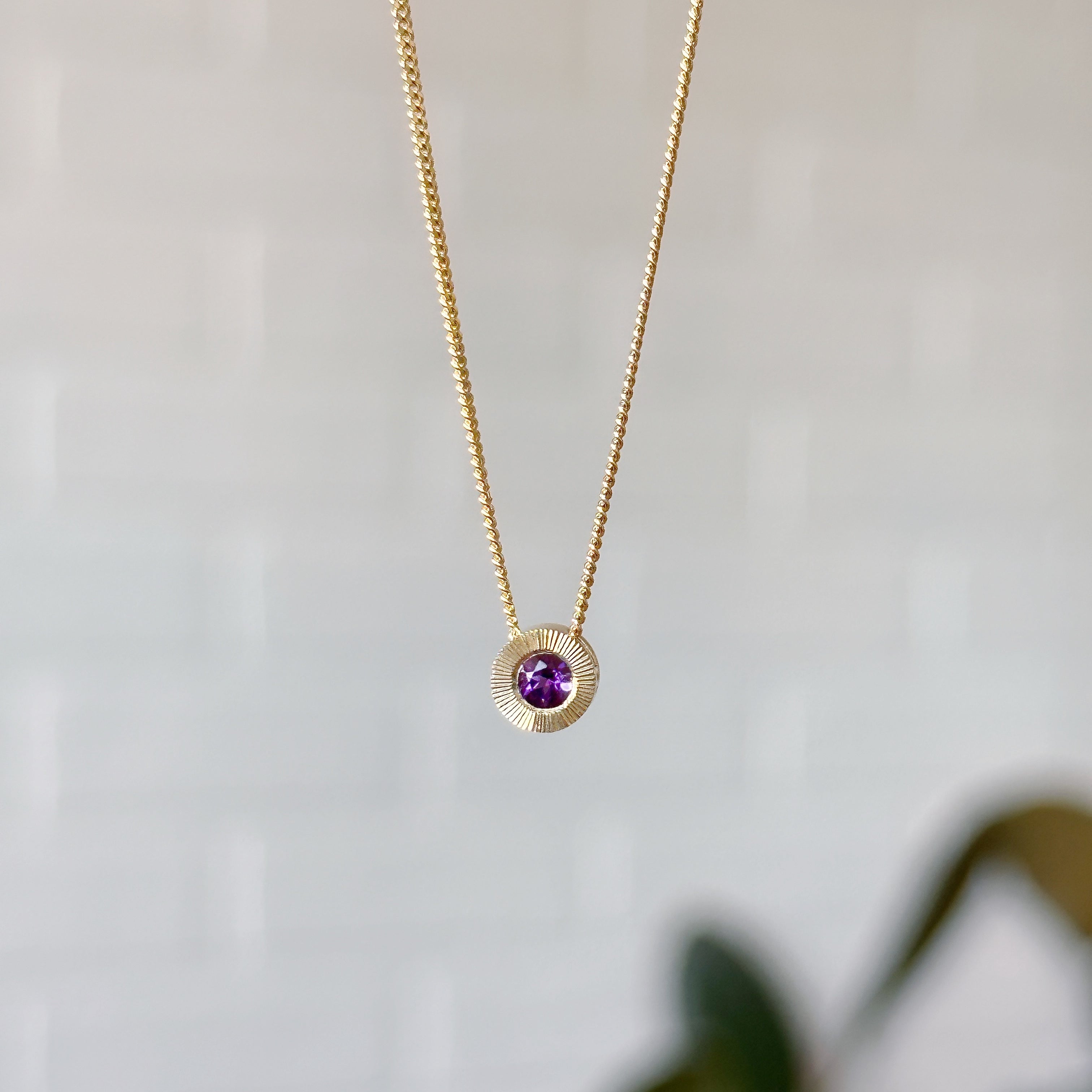 Small Aurora Birthstone Necklace in 14k Yellow Gold