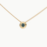 Teal Montana Sapphire Small Aurora Necklace in Yellow Gold