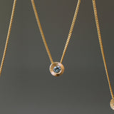 Teal Montana Sapphire Small Aurora Necklace in Yellow Gold