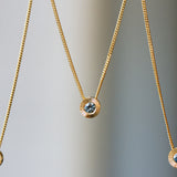 Teal Montana Sapphire Small Aurora Necklace in Yellow Gold