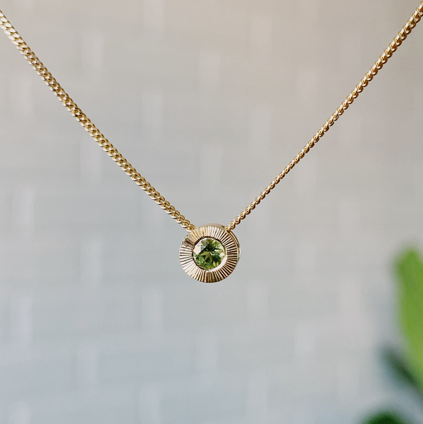 Small Aurora Birthstone Necklace in 14k Yellow Gold