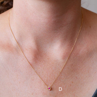Small Aurora Birthstone Necklace - July - Ruby