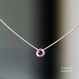 Small Aurora Birthstone Necklace in Sterling Silver