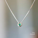 Small Aurora Birthstone Necklace in Sterling Silver