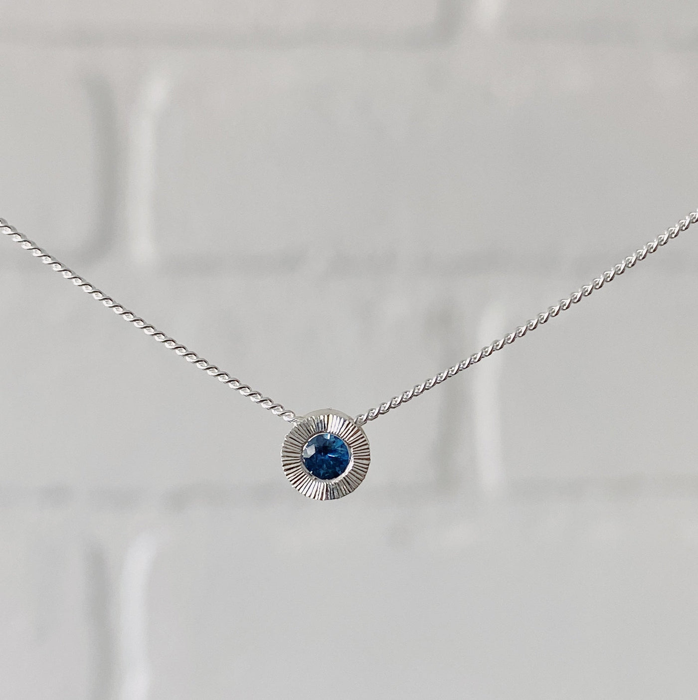 Small Aurora Birthstone Necklace - September - Sapphire