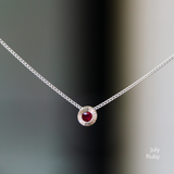 Small Aurora Birthstone Necklace in Sterling Silver