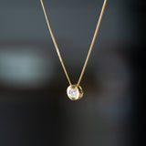 Old European Cut Diamond Medium Aurora Necklace In Yellow Gold