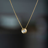 Old European Cut Diamond Medium Aurora Necklace In Yellow Gold