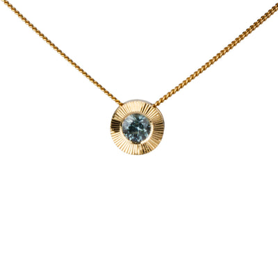 Light Green Montana Sapphire Medium Aurora Necklace in Yellow Gold on a white background