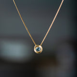Light Green Montana Sapphire Medium Aurora Necklace in Yellow Gold