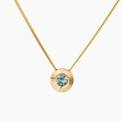 Light Teal Montana Sapphire Medium Aurora Necklace in Yellow Gold