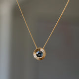 14ky Aurora Slide Pendant Necklace with .59ct Blue-Green Montana Sapphire