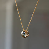 14ky Aurora Slide Pendant Necklace with .59ct Blue-Green Montana Sapphire