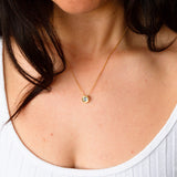 14ky Aurora Slide Pendant Necklace with .59ct Blue-Green Montana Sapphire