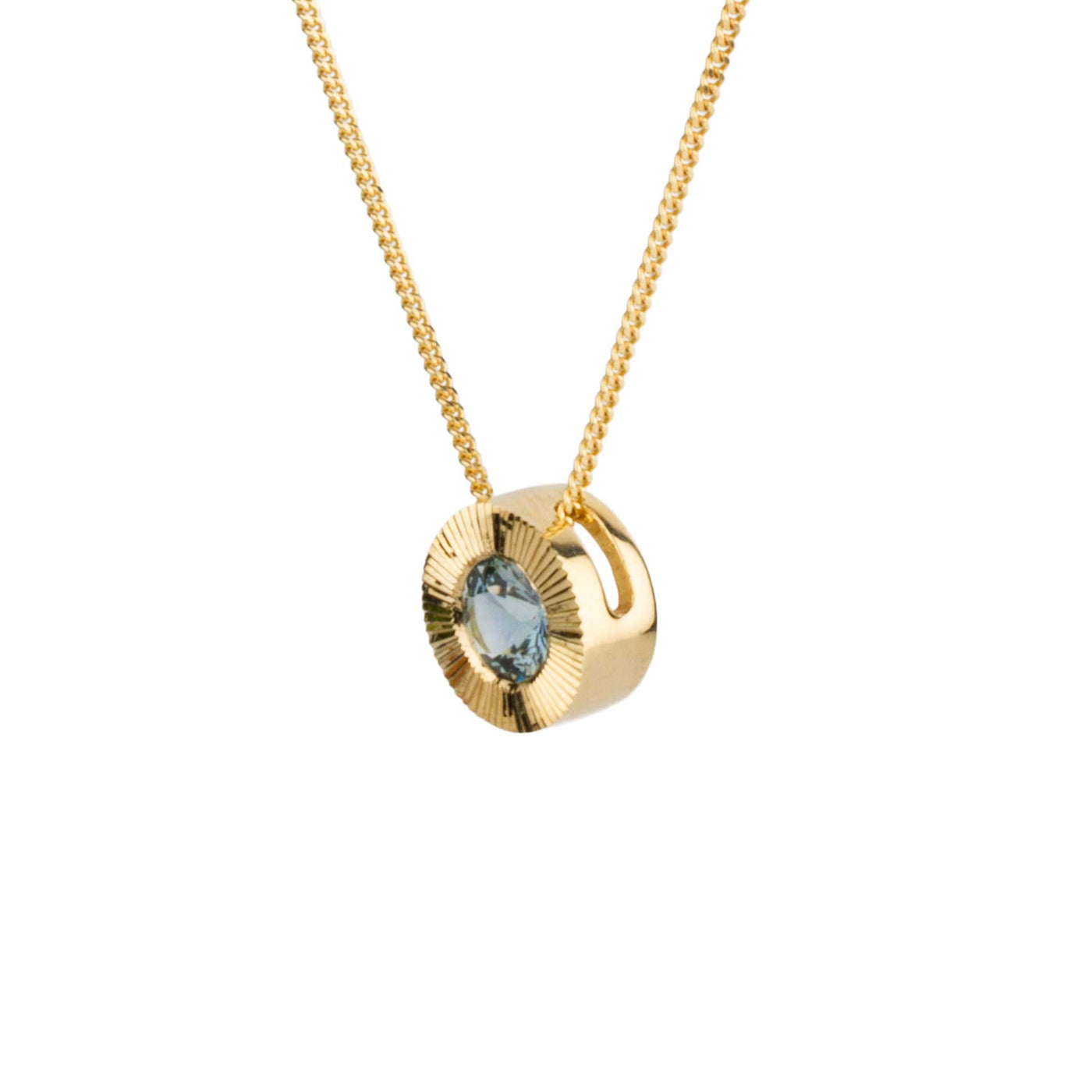 14ky Aurora Slide Pendant Necklace with .59ct Blue-Green Montana Sapphire