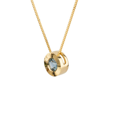 14ky Aurora Slide Pendant Necklace with .59ct Blue-Green Montana Sapphire