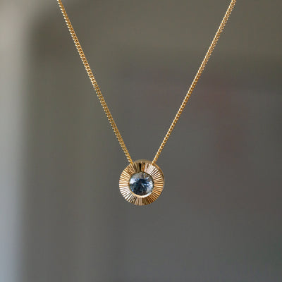 14ky Aurora Slide Pendant necklace with .68ct Light Blue Montana Sapphire