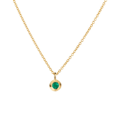 Emerald Small Aurora Pendant Necklace in Yellow Gold on a white background, front angle