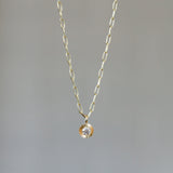 Aurora Drop Pendant with Diamond on Paperclip Chain in Yellow Gold