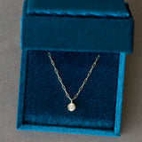 Aurora Drop Pendant with Diamond on Paperclip Chain in Yellow Gold