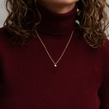 Aurora Drop Pendant with Diamond on Paperclip Chain in Yellow Gold