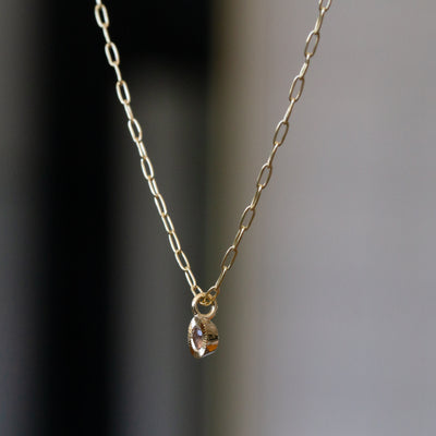 14KY Small Aurora Drop Pendant with Pink Montana Sapphire
