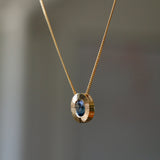 North/South Oval Aurora Pendant Necklace with .80ct Blue Oval Montana Sapphire