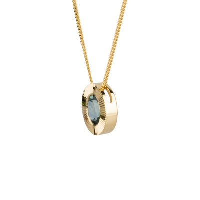 North/South Oval Aurora Pendant Necklace with .65ct light teal Oval Montana Sapphire
