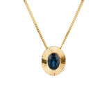 North/South Oval Aurora Pendant Necklace with .80ct Blue Oval Montana Sapphire