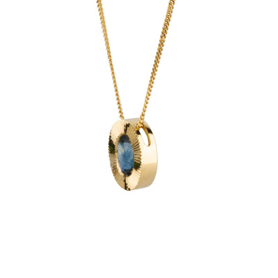 North/South Oval Aurora Pendant Necklace with .80ct Blue Oval Montana Sapphire