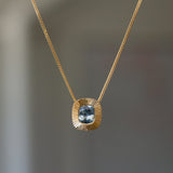 Cushion Aurora Pendant Necklace with .87ct Blue-Green Cushion Montana Sapphire