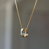 Cushion Aurora Pendant Necklace with .87ct Blue-Green Cushion Montana Sapphire
