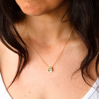 Cushion Aurora Pendant Necklace with .87ct Blue-Green Cushion Montana Sapphire