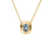 Cushion Aurora Pendant Necklace with .87ct Blue-Green Cushion Montana Sapphire