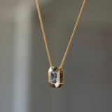 Radiant Aurora Pendant Necklace with .77ct Light Green Radiant Montana Sapphire