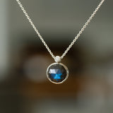 Labradorite Silver Iris Necklace #3