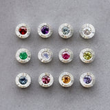 Add On - Small Aurora Birthstone Pendant in Sterling Silver group photo sitting on a gray neutral background