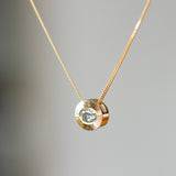 Sideways Oval Aurora Pendant Necklace with .78ct Light Green Sapphire