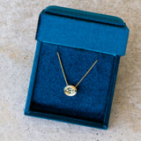 Sideways Oval Aurora Pendant Necklace with .78ct Light Green Sapphire