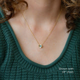 Sideways Oval Aurora Pendant Necklace with .79ct Teal Blue Sapphire