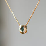 Cushion Aurora Pendant Necklace with .46ct Green Sapphire