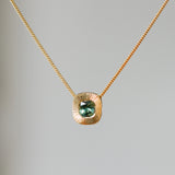 Cushion Aurora Pendant Necklace with .46ct Green Sapphire