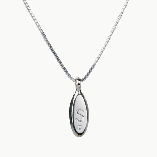 Token Necklace with Engraved Block Letter Initial